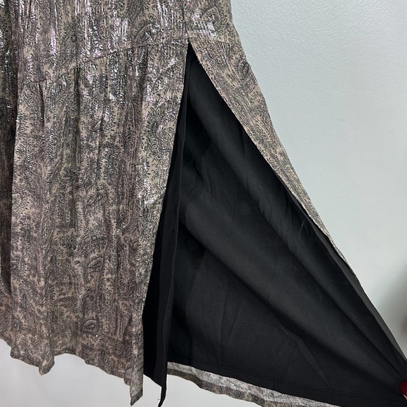 Kobi Halperin Isle Paisley Metallic Chiffon Tiered Wide Leg Pants Size Small - Picture 5 of 10